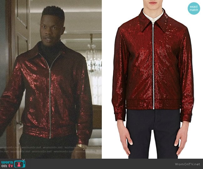 Maison Margiela Sequin Bomber Jacket worn by Jeff Colby (Sam Adegoke) on Dynasty