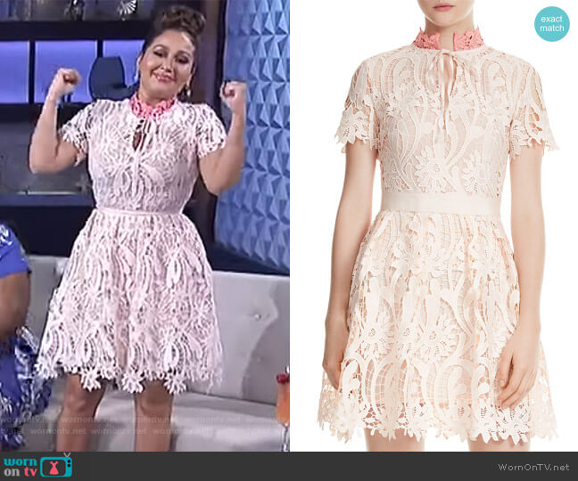 Maje Regina Floral Lace Dress worn by Adrienne Houghton on The Real