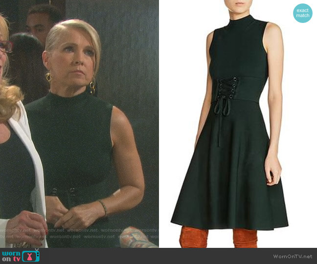 Maje Revolte A-line Corset-Detail Dress worn by Jennifer Horton (Melissa Reeves) on Days of our Lives