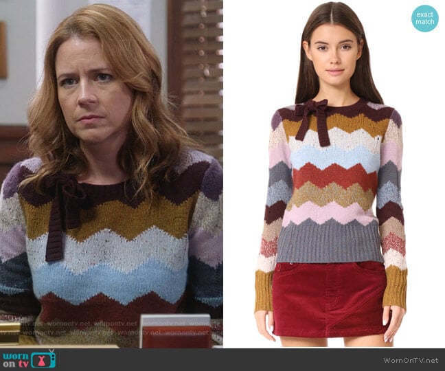 Marc Jacobs Intarsia Sweater worn by Lena (Jenna Fischer) on Splitting Up Together