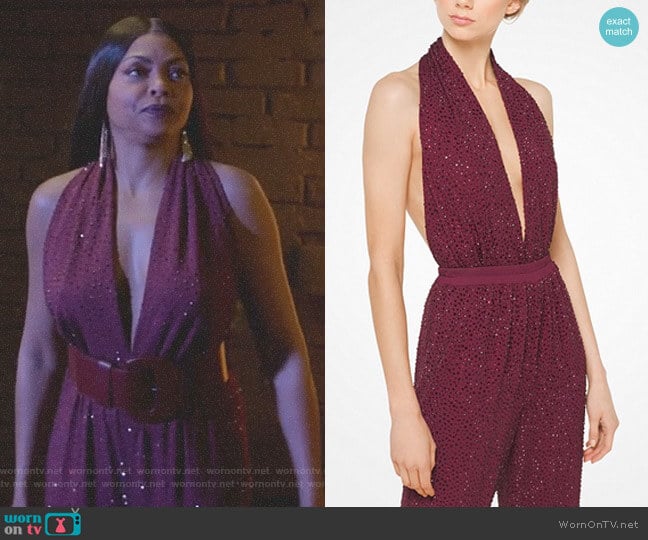Michael Kors Collection Crystal-Embroidered Matte-Jersey Bodysuit worn by Cookie Lyon (Taraji P. Henson) on Empire