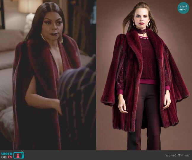 Michael Kors Merlot Mink Mid-Length Fur Cape & Coat worn by Cookie Lyon (Taraji P. Henson) on Empire