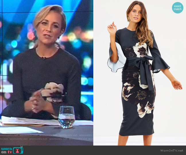 Pasduchas Caboodle Sleeve Midi Dress worn by Carrie Bickmore on The Project
