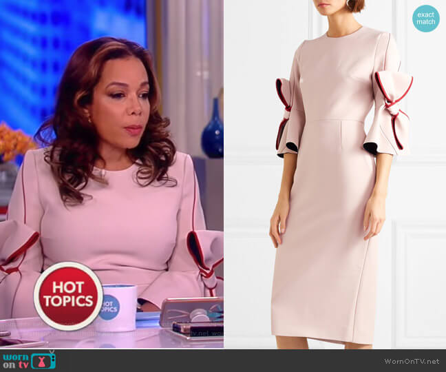 Roksanda Lavete bow-embellished crepe midi dress worn by Sunny Hostin on The View