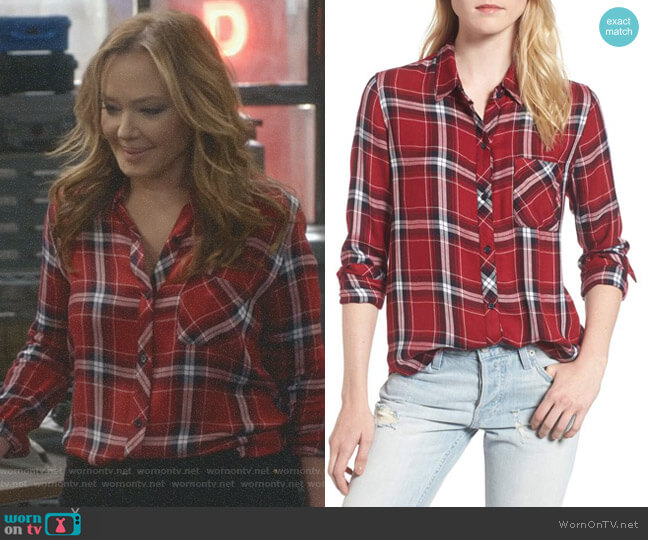 Rails Hunter Plaid Shirt in Cranberry Ink worn by Vanessa Cellucci (Leah Remini) on Kevin Can Wait