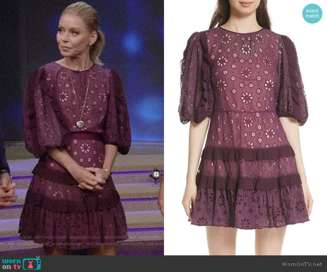 Rebecca Taylor Pinwheel Eyelet Dress worn by Kelly Ripa on Live with Kelly and Mark