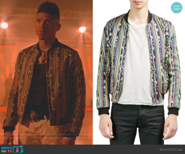 Saint Laurent Multicolor Stripe Bomber Jacket worn by Hakeem Lyon (Bryshere Y. Gray) on Empire