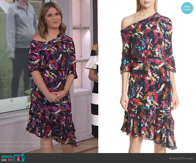 Saloni Lexie Floral Print Off the Shoulder Dress worn by Jenna Bush Hager on Today