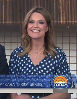 Savannah’s blue star print dress on Today