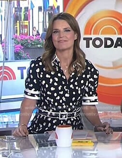 Savannah’s black polka dot shirtdress on Today