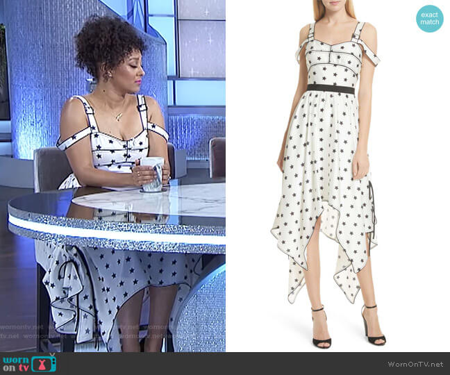 Self Portrait Star Print Handkerchief Hem Dress worn by Tamera Mowry on The Real