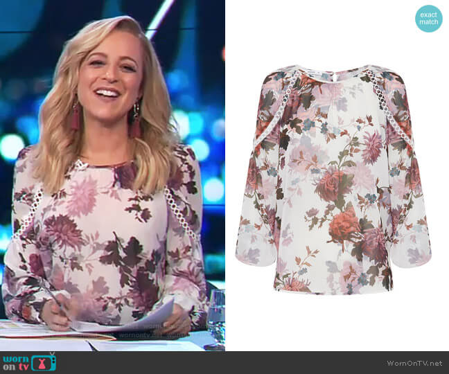Sheike Autumn Bloom Blosue worn by Carrie Bickmore on The Project