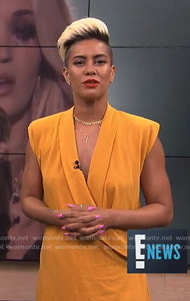 Sibley’s yellow wrap mini dress on E! News