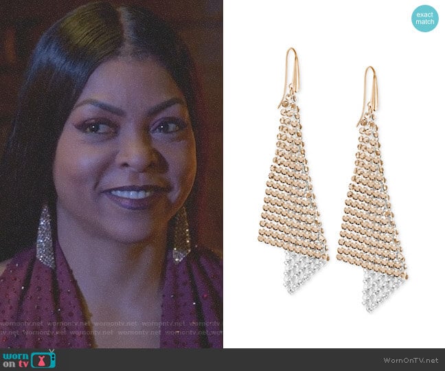 Swarovski Rose Gold-Tone Crystal Mesh Drop Earrings worn by Cookie Lyon (Taraji P. Henson) on Empire