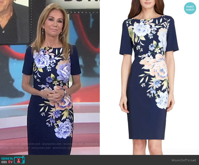 Tahari ASL Floral Scuba Sheath Dress worn by Kathie Lee Gifford on Today