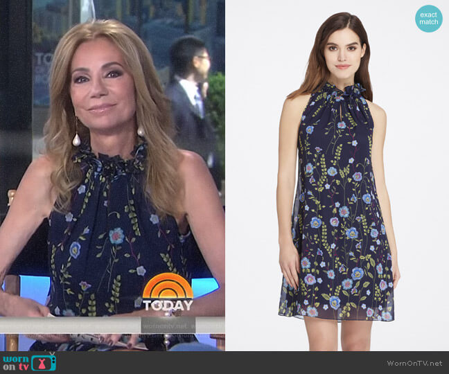 Tahari ASL Ruffled Keyhole Floral Print Chiffon Dress worn by Kathie Lee Gifford on Today