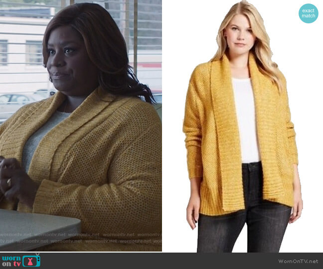 Target Yellow plus size cardigan worn by Ruby Hill (Retta) on Good Girls