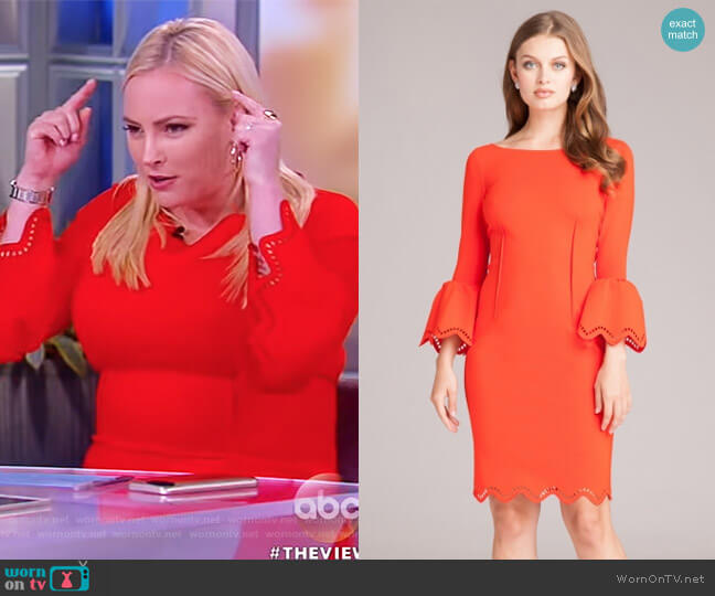 Teri Jon Bell Sleeve Dress with Lazer-cut Accents worn by Meghan McCain on The View
