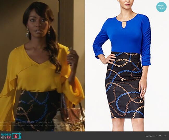 Thalia Sodi Ruched Top & Pencil Skirt worn by Ida Turner (Vanessa Williams) on Famous in Love