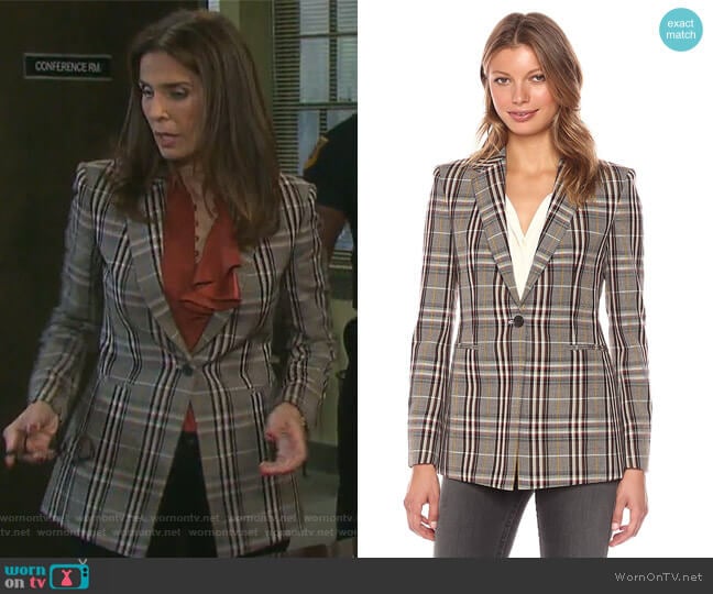 Theory Power Plaid Blazer worn by Hope Williams (Kristian Alfonso) on Days of our Lives