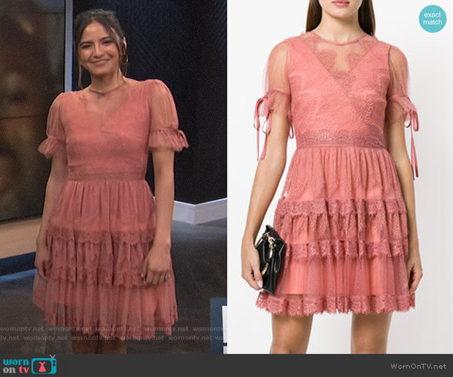 Three Floor Lace Tiered Dress worn by Erin Lim on E! News