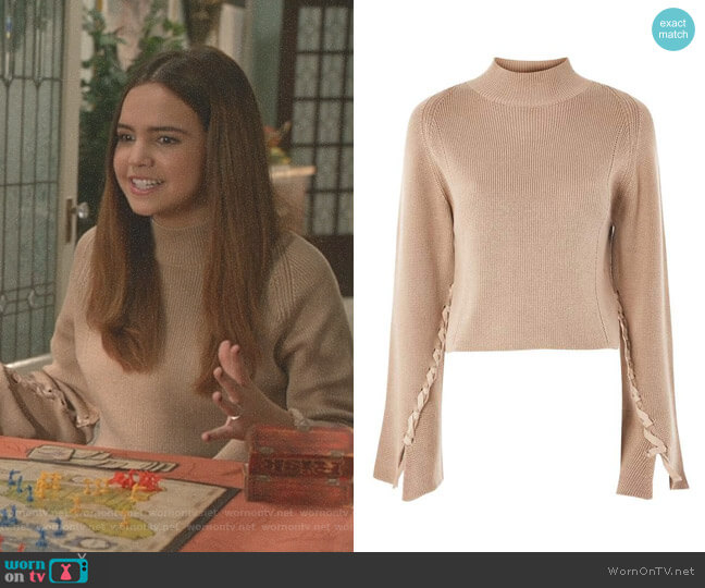 Topshop Lace Sleeve Funnel Neck Sweater worn by Grace Russell (Bailee Madison) on Good Witch