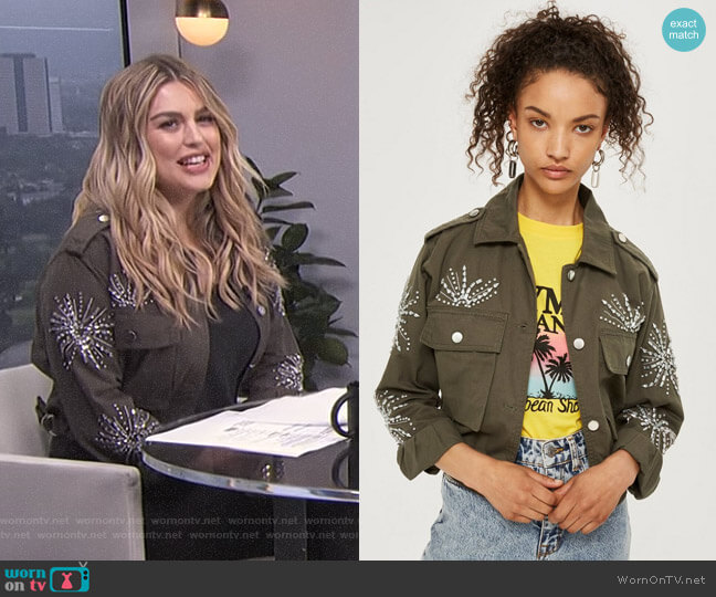 Topshop Rhinestone Embellished Shacket worn by Carissa Loethen Culiner on E! News
