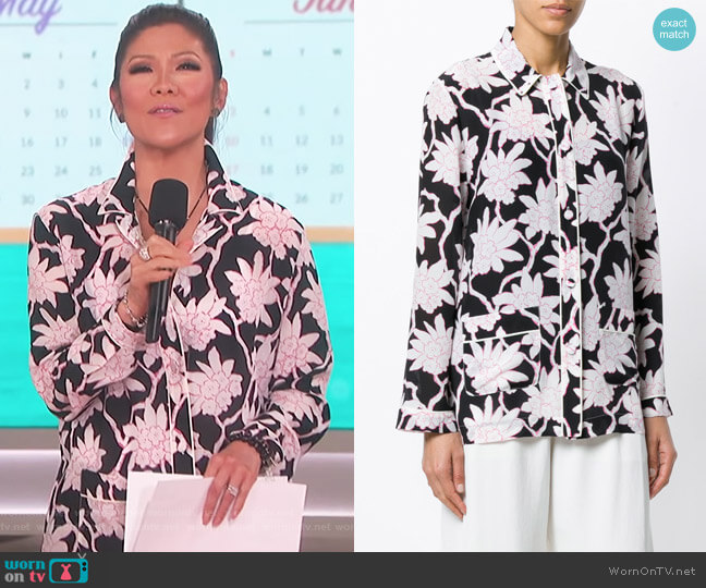 Valentino Floral Pyjama Style Top worn by Julie Chen on The Talk