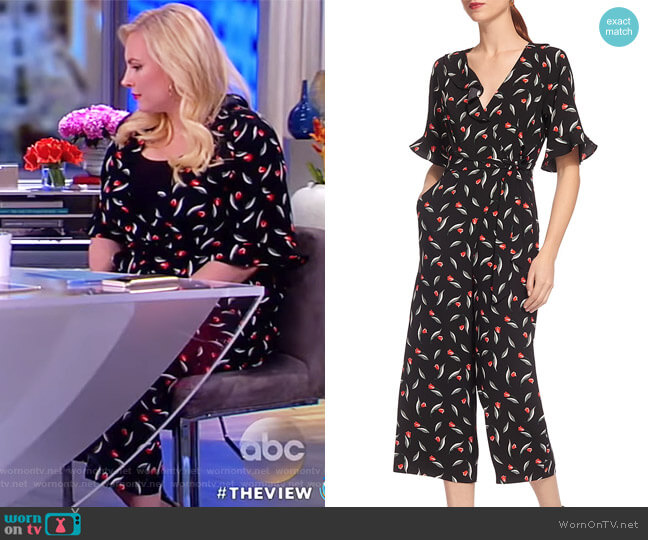 Whistles Alma Tulip-Print Wrap Jumpsuit worn by Meghan McCain on The View