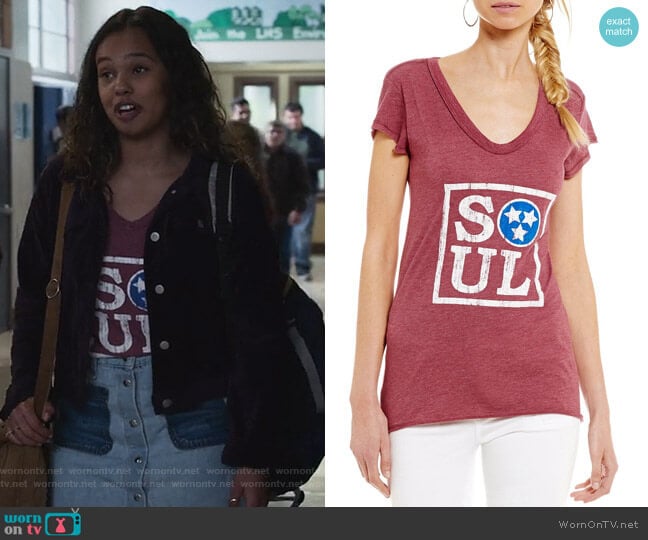 William Rast Viva Americana Soul Graphic Tee worn by Jessica Davis (Alisha Boe) on 13 Reasons Why