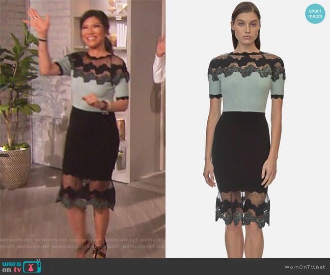 Yigal Azrouel Shell Lace Knit Dress worn by Julie Chen on The Talk