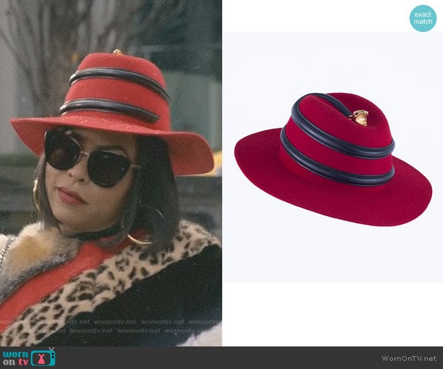 Youssef Lahlou 24k Boa Red/Black Hat worn by Cookie Lyon (Taraji P. Henson) on Empire