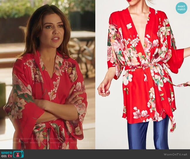 Zara Printed Kimono Blouse worn by Harper Tate (Danielle Campbell) on Famous in Love