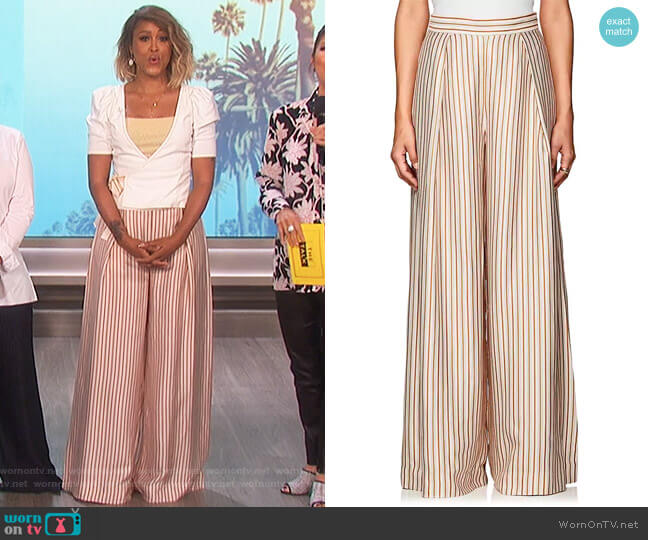 Zimmermann Striped Wide-Leg Pants worn by Eve on The Talk