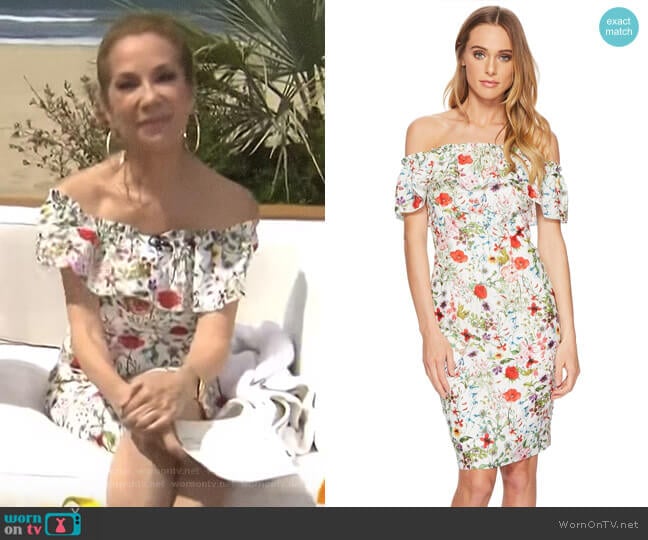 Adrianna Papell Bloom Printed Off Shoulder Dress worn by Kathie Lee Gifford on Today