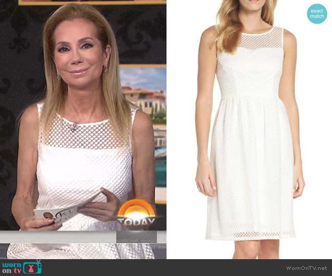 Adrianna Papell Embroidered Diamonds Fit & Flare Dress worn by Kathie Lee Gifford on Today