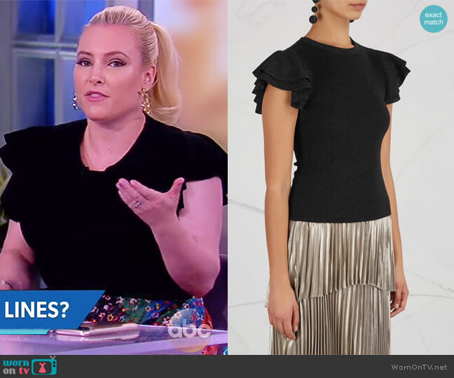 Alice + Olivia Kenia metallic wool blend top worn by Meghan McCain on The View
