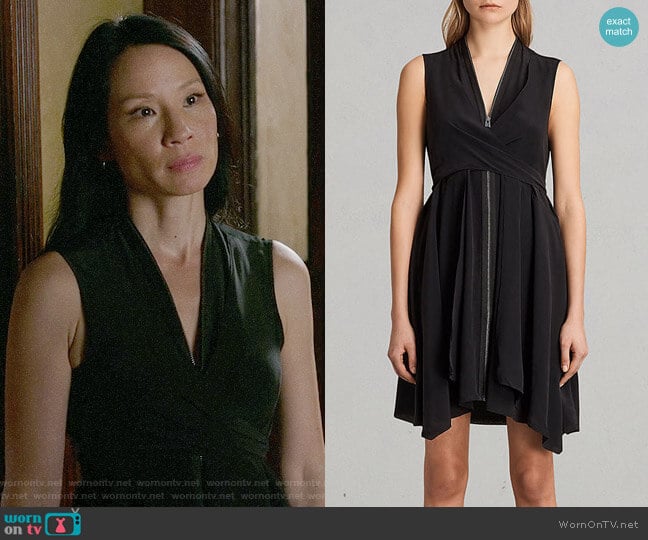 All Saints Jayda Silk Dress worn by Joan Watson (Lucy Liu) on Elementary