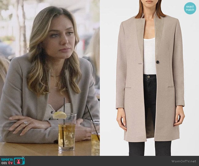 All Saints Leni Coat worn by Megan Morrison (Christine Evangelista) on The Arrangement