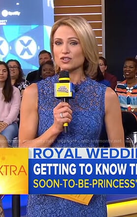Amy’s blue sleeveless lace dress on Good Morning America