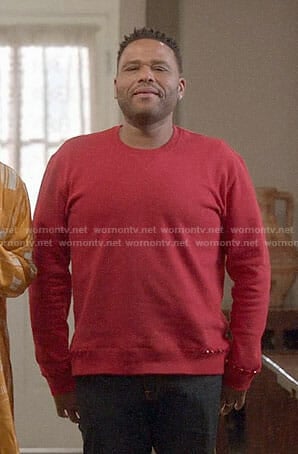 Andre’s red studded sweatshirt on Black-ish