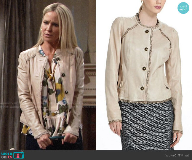 Elevenses Battenburg Leather Jacket worn by Sharon Newman (Sharon Case) on The Young and the Restless