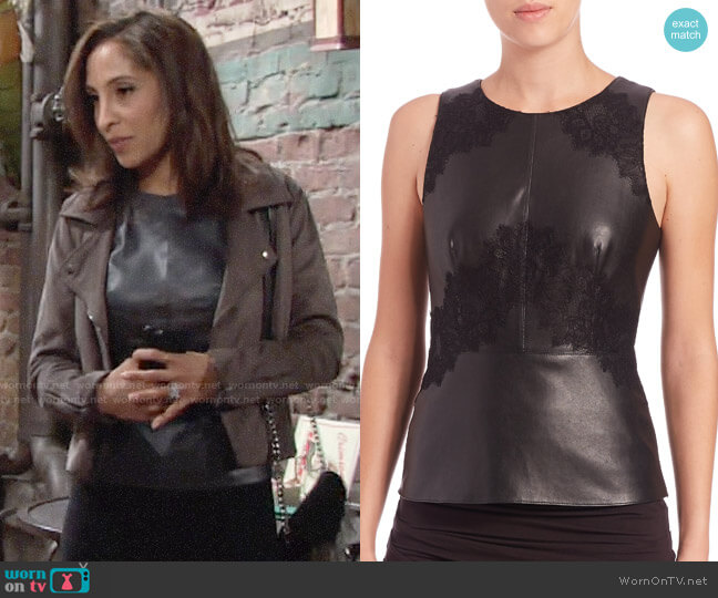 Bailey 44 Kelly Leather Embroidered Top worn by Lily Winters (Christel Khalil) on The Young and the Restless