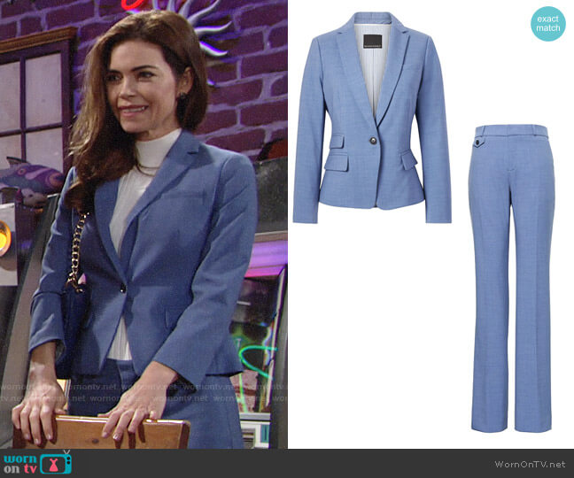 Banana Republic Fitted Crop Lightweight Wool Blazer worn by Victoria Newman (Amelia Heinle) on The Young and the Restless