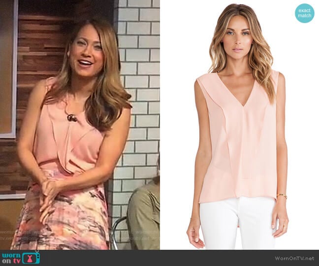 Bcbgmaxazria Ellan Top in Apricot Mist worn by Ginger Zee on Good Morning America