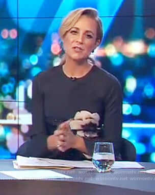 Carrie’s floral print bell sleeve dress on The Project