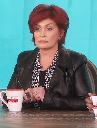 Sharon’s black heart print blouse on The Talk