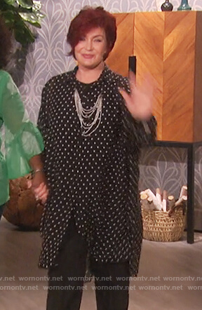 Sharon’s black oversized polka dot blouse on The Talk