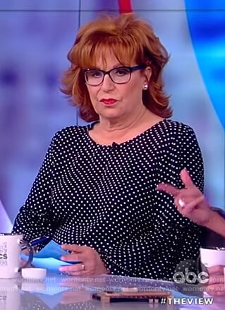 Joy’s black dot print bell sleeve blouse on The View