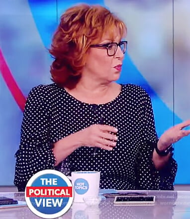 Joy’s black dot print bell sleeve blouse on The View